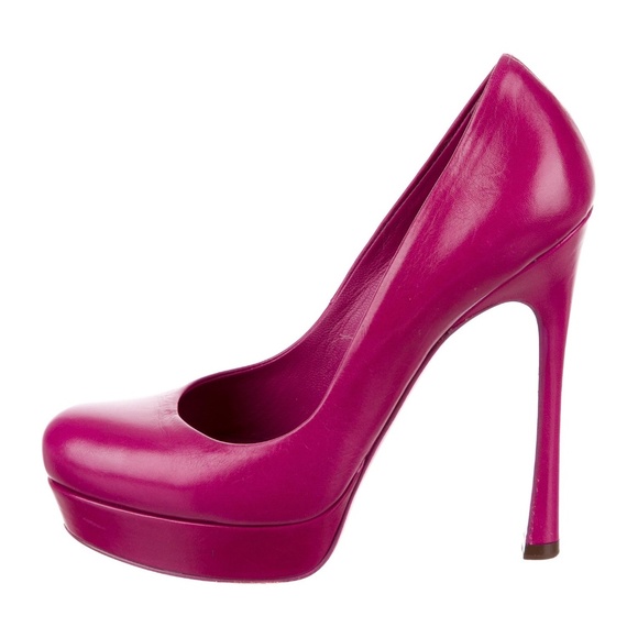 Magenta leather Yves Saint Laurent platform pumps - Picture 2 of 6